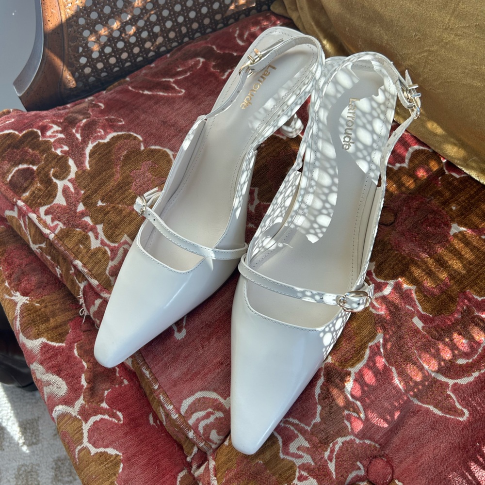 Larroude Ivory Ines Pump Slingback Heels, Bridal Heels